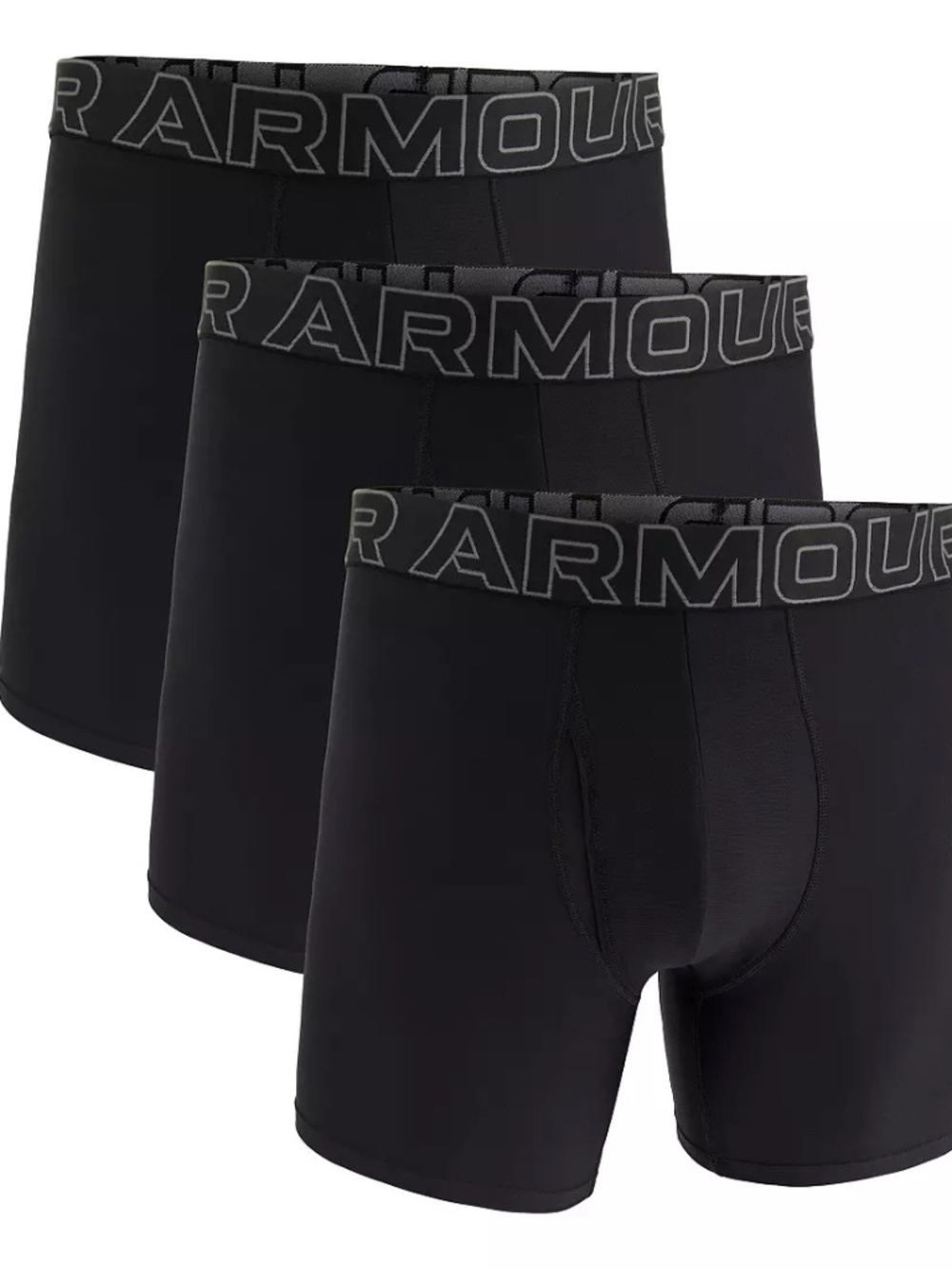 Under Armour Men's Performance Tech Brief Underwear, 6" Inseam, 3-Pack, Steel He